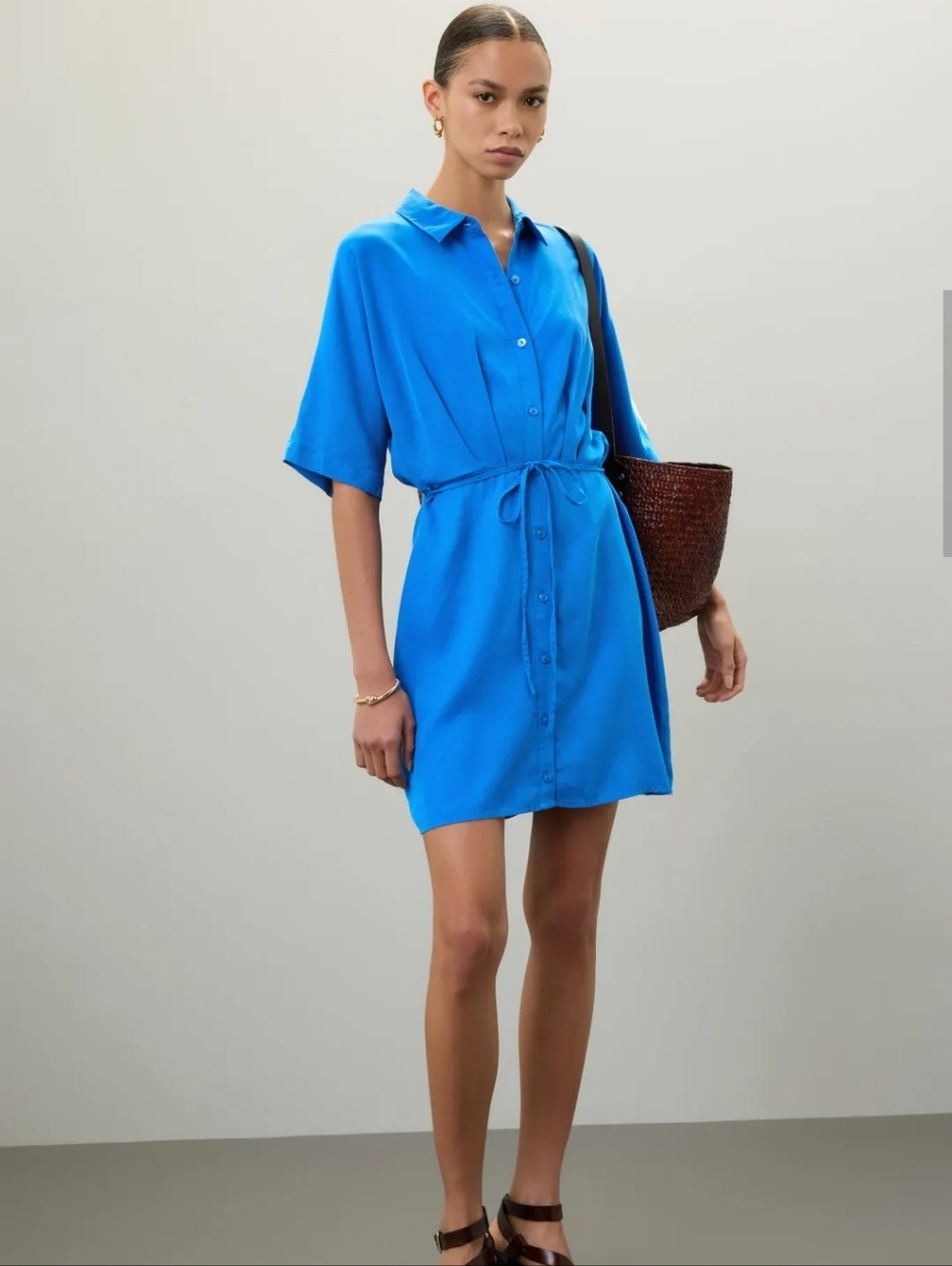 Thakoon Tie Waist Mini Shirt Dress Size 4 / MSRP $310